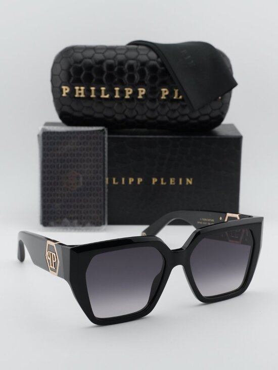Philipp Plein SPP160 0700 Square Sunglasses – Black / Grey main image 9